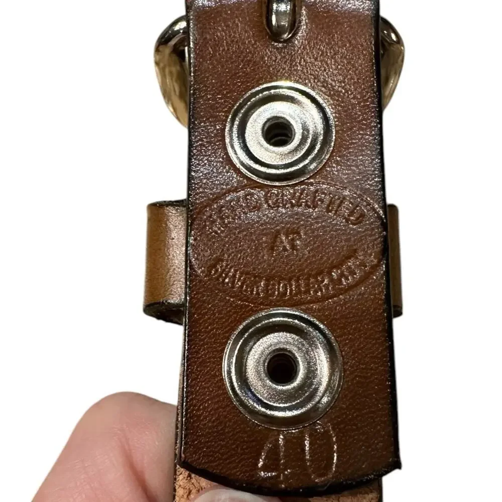 Silver Dollar City Size 40 Brown Leather Hand Tooled Belt with Silver Buckle